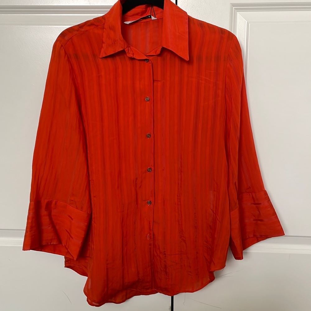 Dark Orange Zara button up blouse